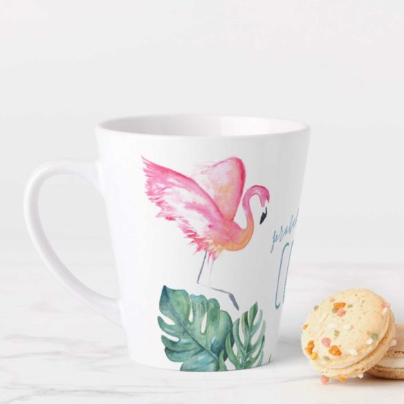 pink flamingo and monstera palm leaves coffee mug