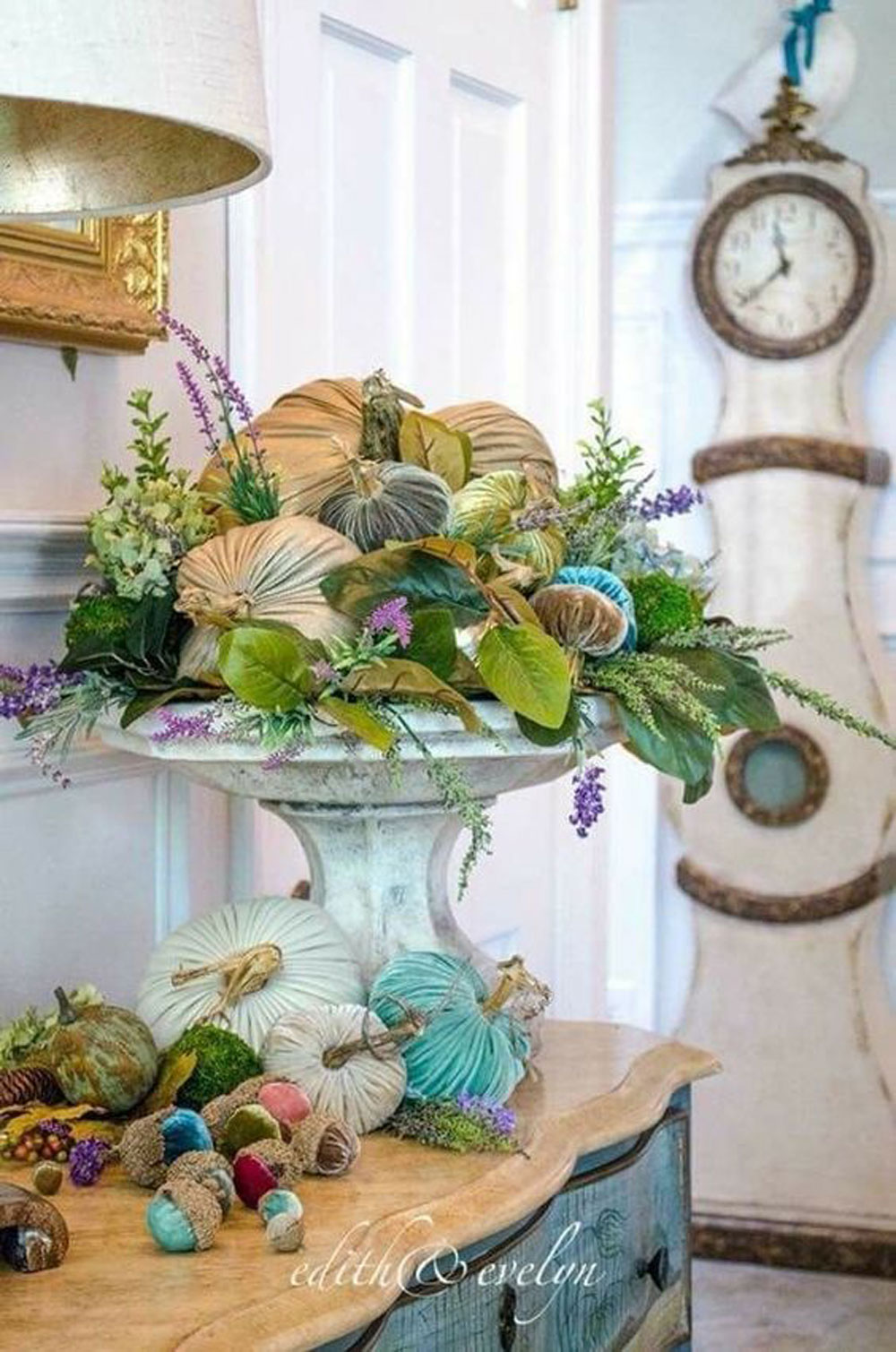 Colorful Fall Decor Ideas in turquoise and greens.