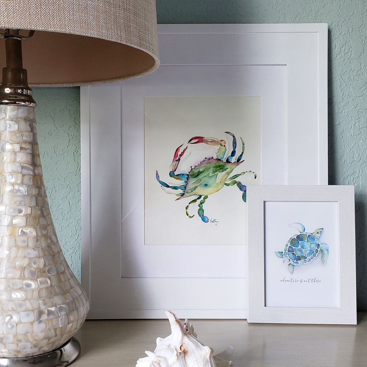 Watercolor blue crab painted by Victoria Grigaliunas was accepted to the APBC Summer Dreams Juried Exhbit.