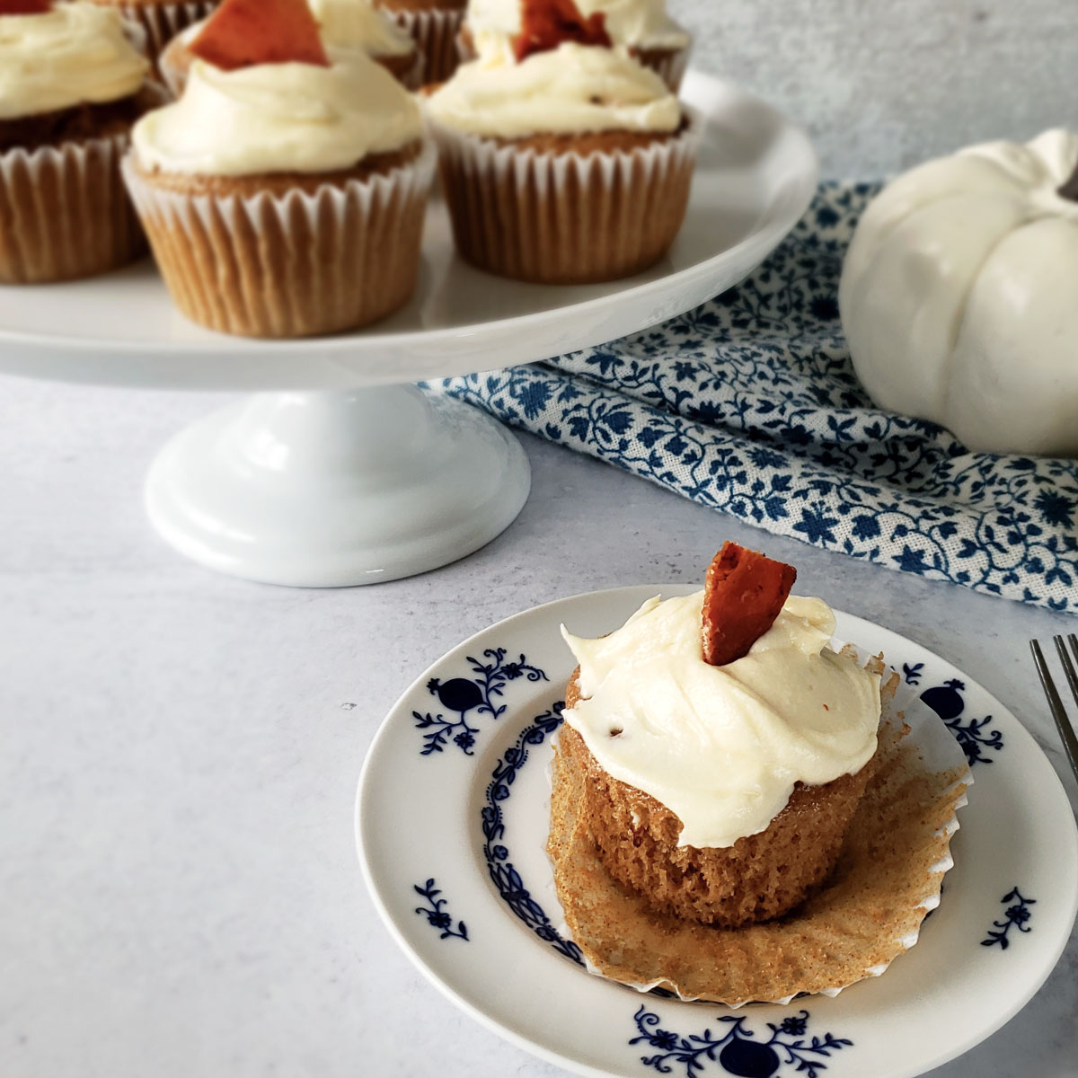 Sweet and savory spiced cupcakes made with bacon and real cream cheese frosting