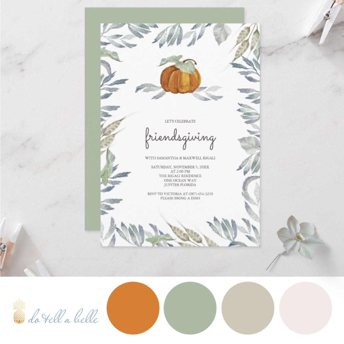 Botanical Pumpkin Stationery Suite by Victoria Grigaliunas of Do Tell a Belle