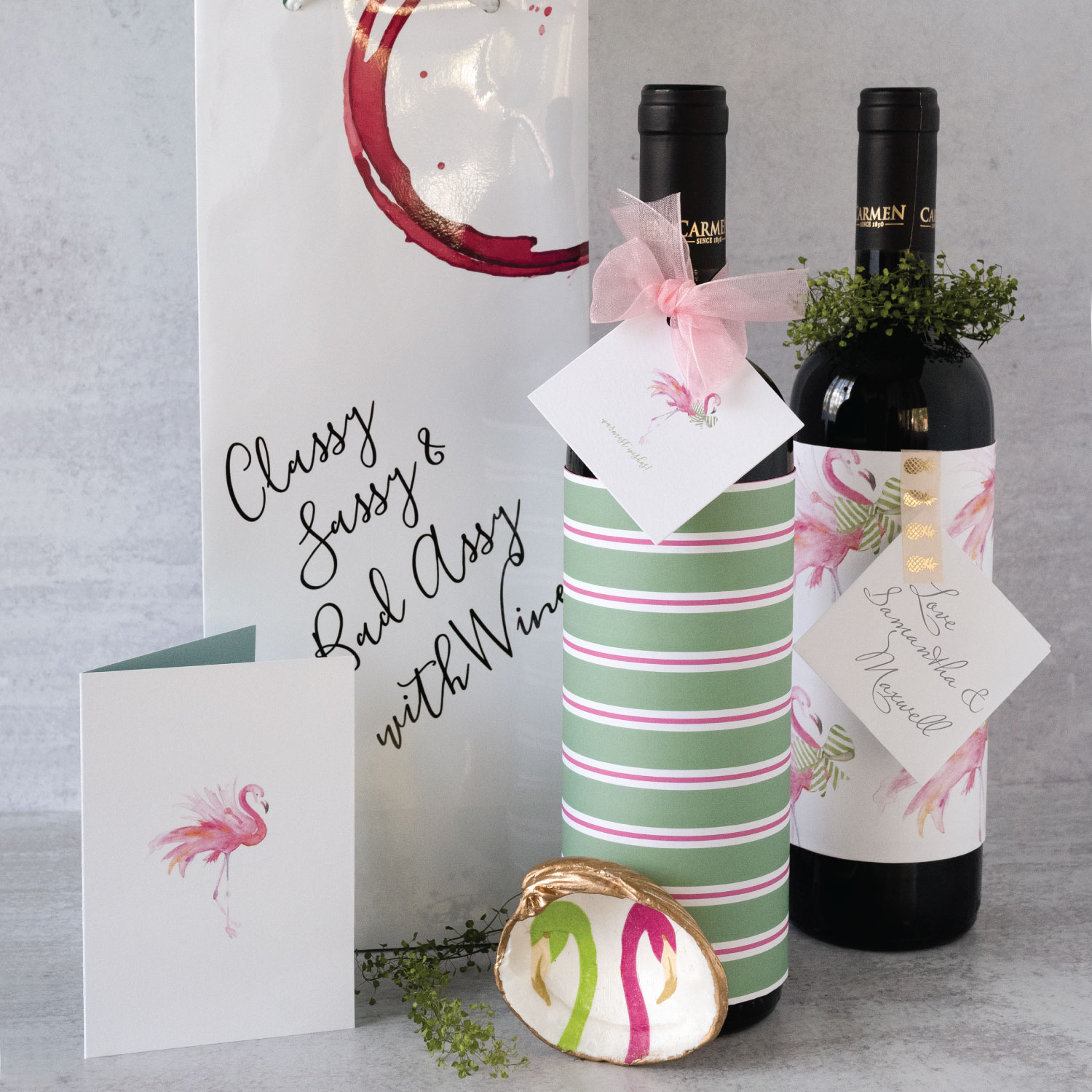 unique wine bottle gift wrapping 3 ways. Perfect for Palm Beach Christmas hostess gifts