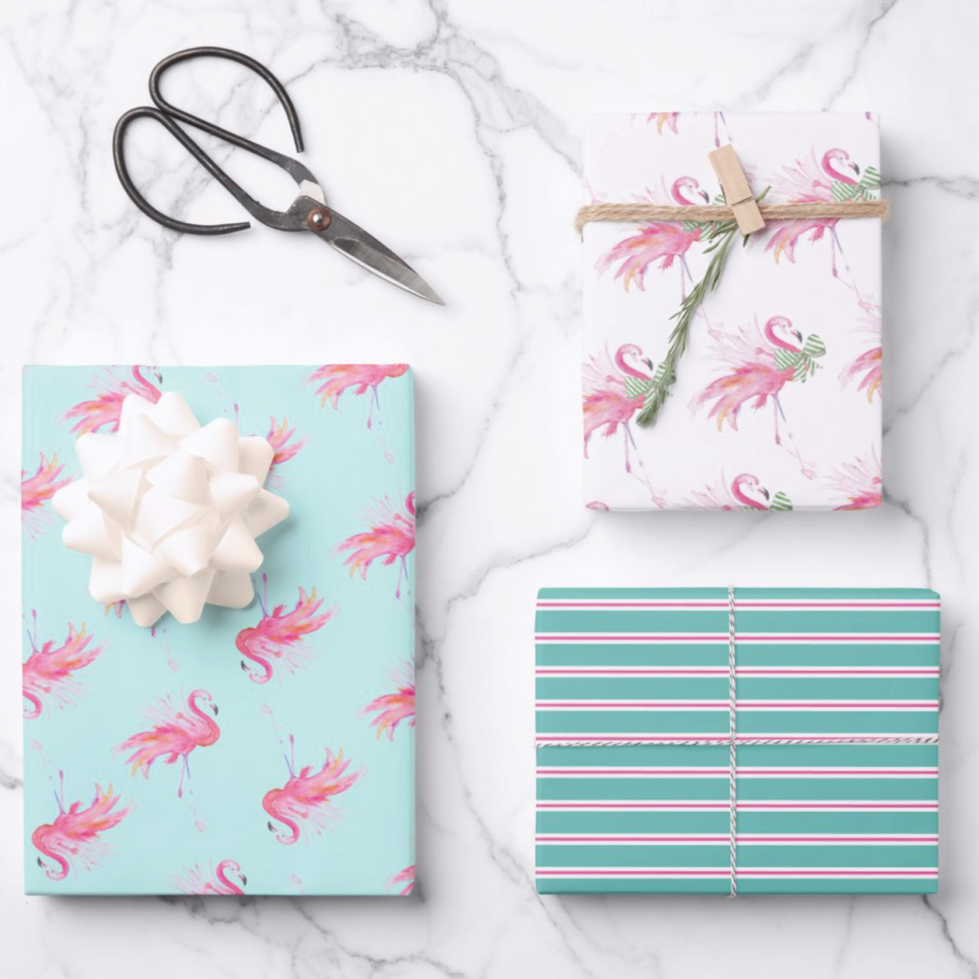 pink flamingo gift wrapping paper features my original watercolor art