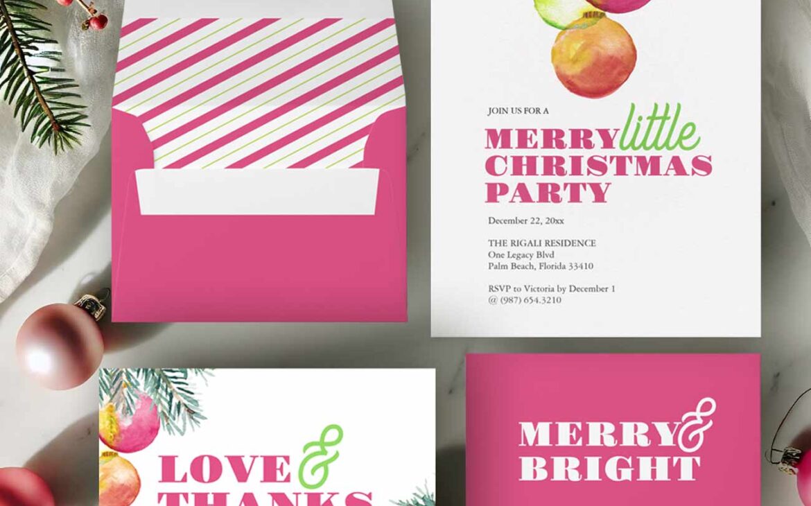 Pink Christmas Cards and Stationery: Unique Winter Color Schemes for the Festive Season