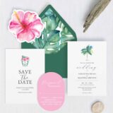 Destination Wedding Invitations: Tropical, Beach & Custom Hand Drawn Designs