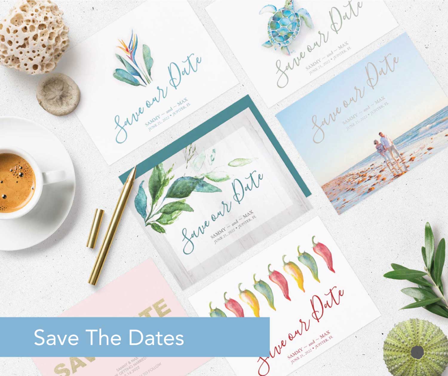 Save the date invitation cards. Click to shop the complete line