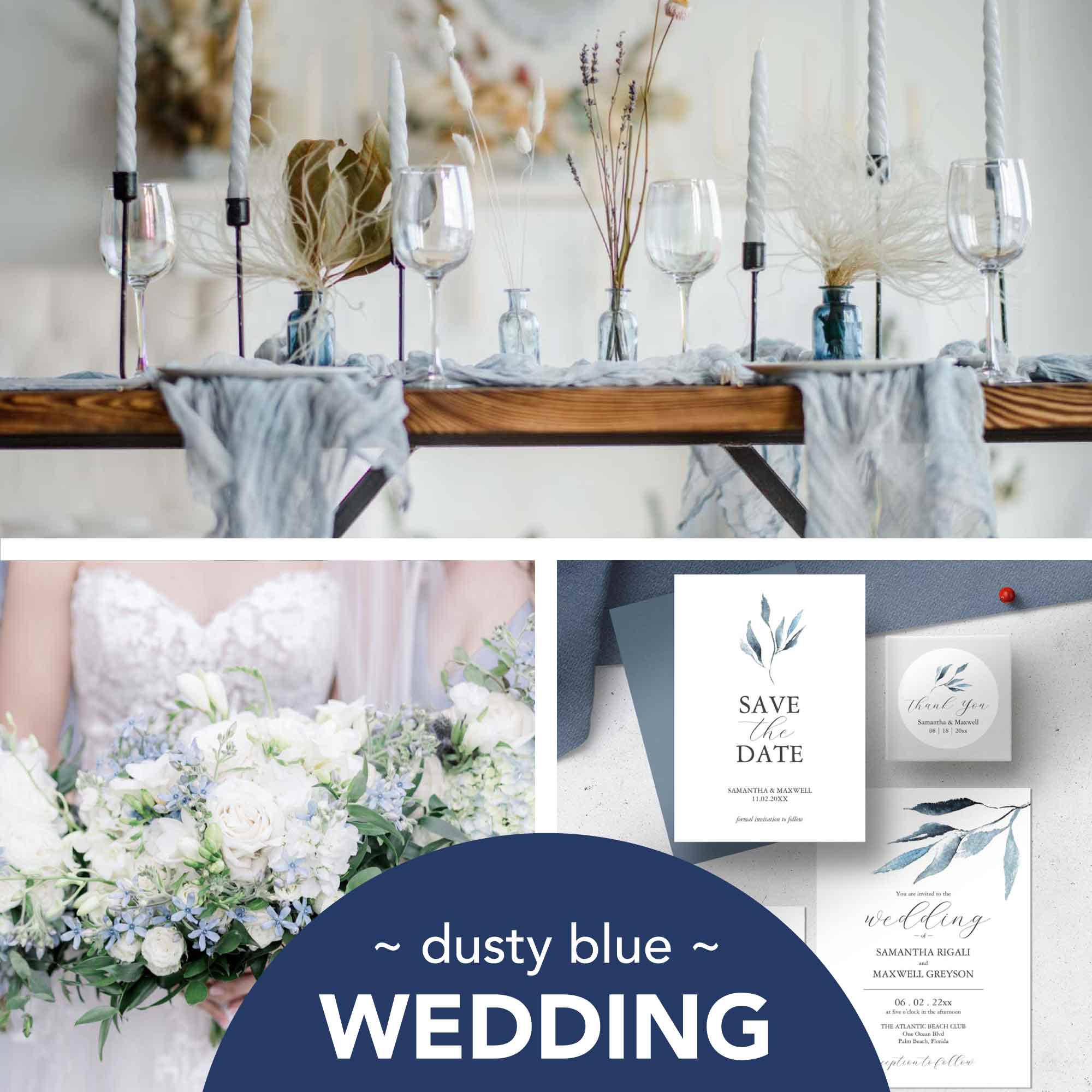 Dusty blue wedding inspiration. Click to see more.
