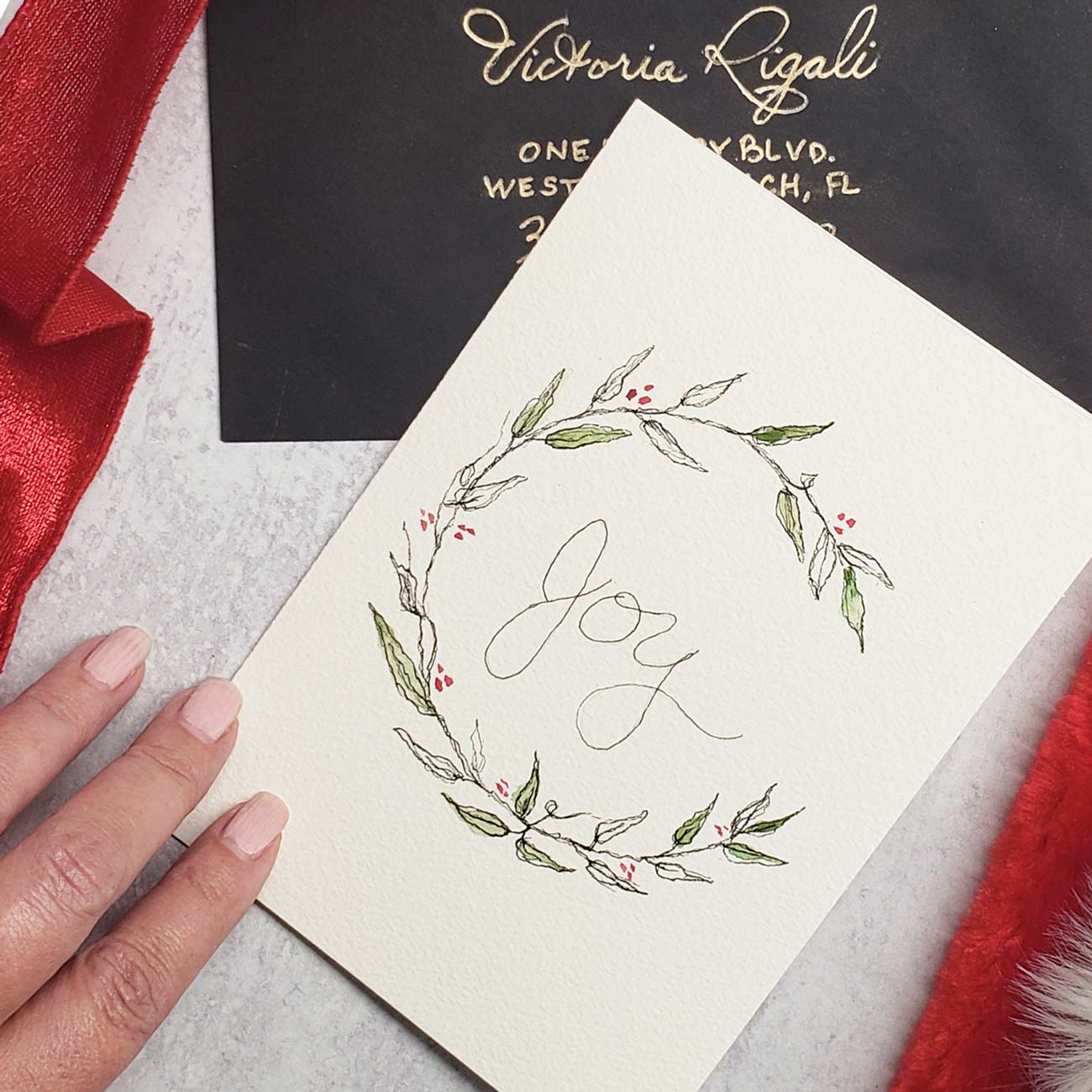 Easy homemade Christmas cards by Victoria Grigaliunas of Do Tell A Belle. Learn more.