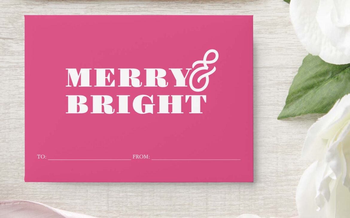 money envelopes merry & bright pink and white Christmas gift ideas