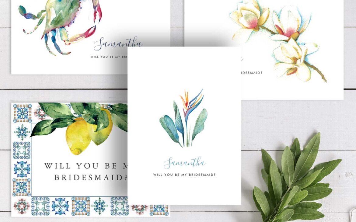 Unique Bridesmaid Proposal Cards by Victoria Grigaliunas