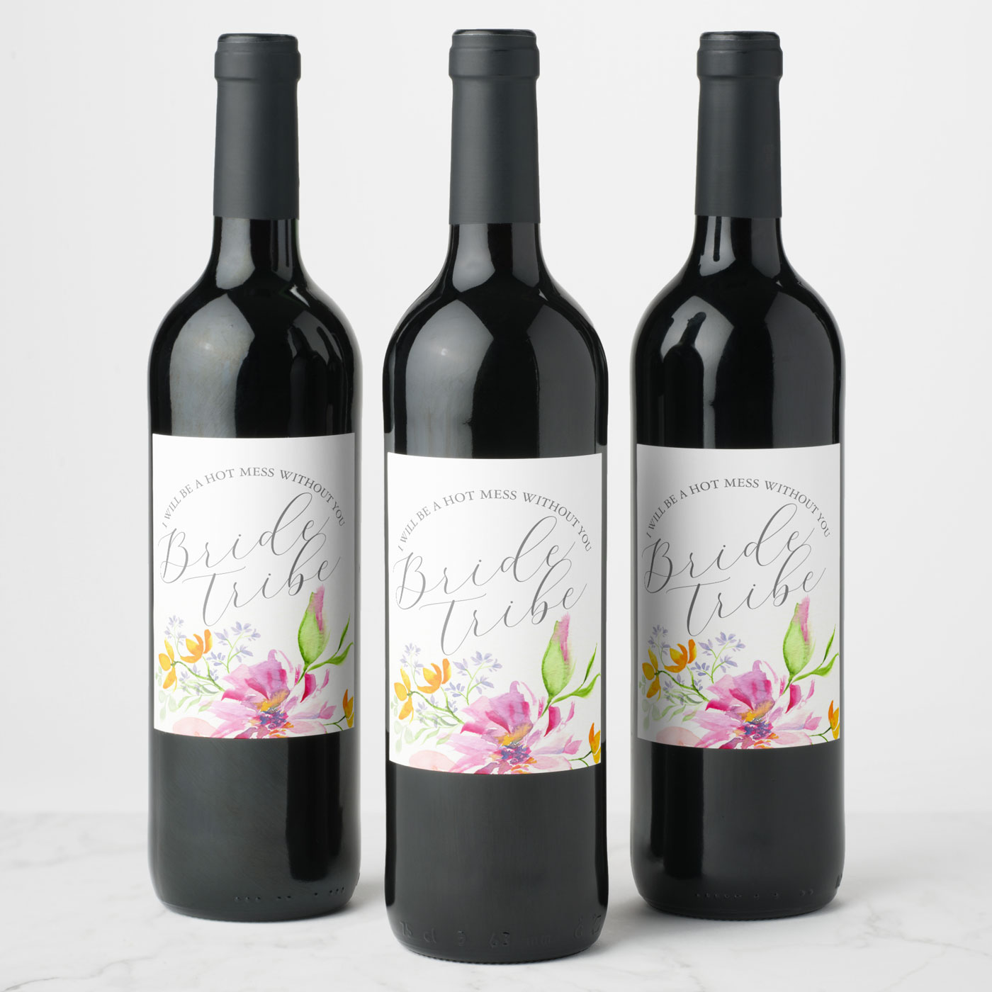 Custom wine labels feature unique watercolor art by Victoria Grigaliunas of Do Tell A Belle. Click to shop more styles. 
