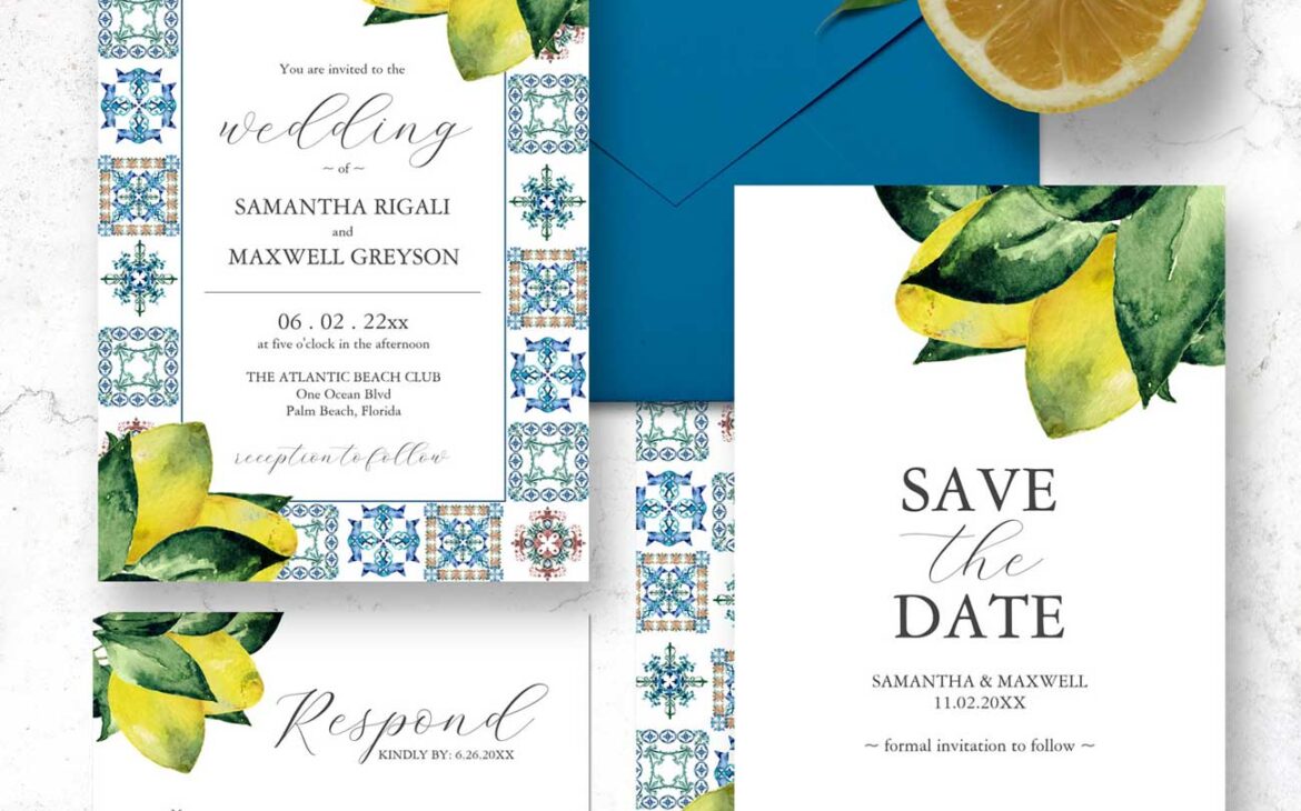 Italy Destination Weddings: Elegant Invitations by Victoria Grigaliunas
