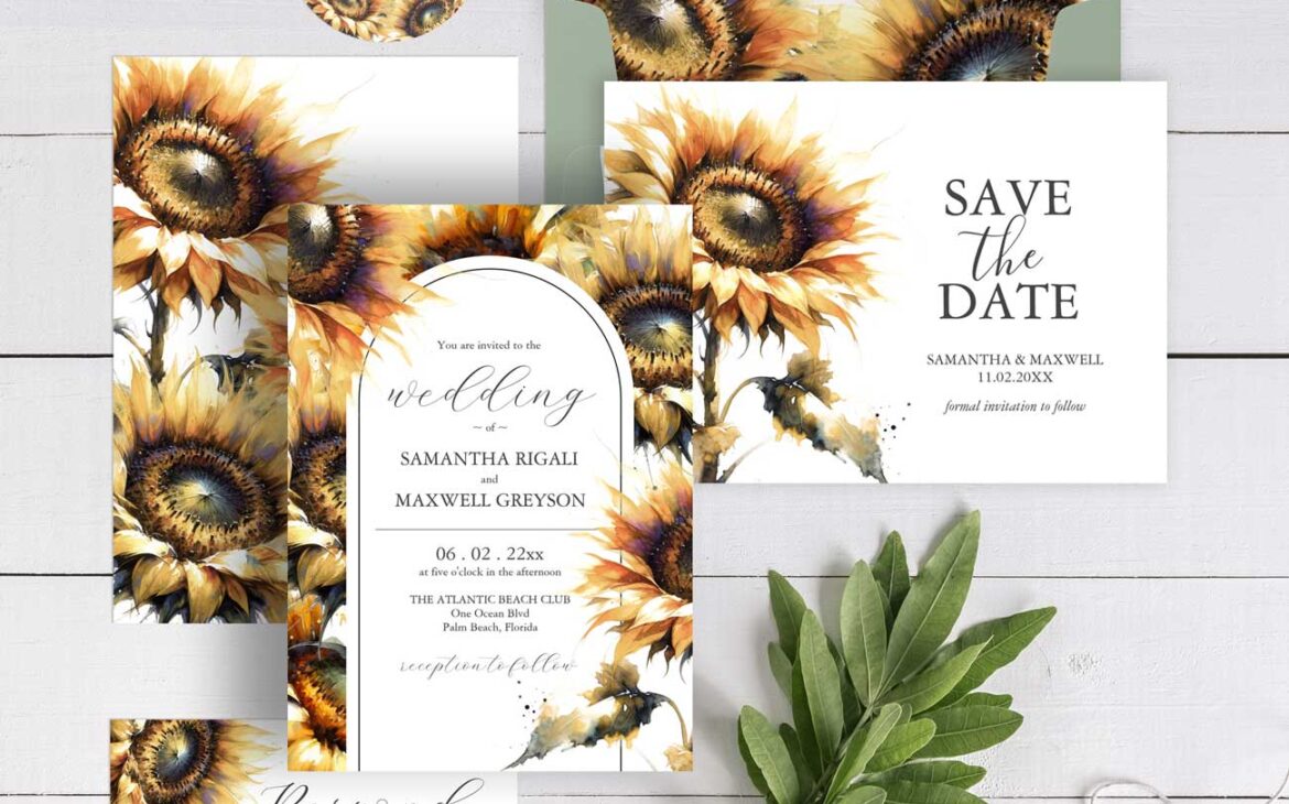 Embracing Nature’s Radiance: The Watercolor Sunflower Wedding Invitation Theme