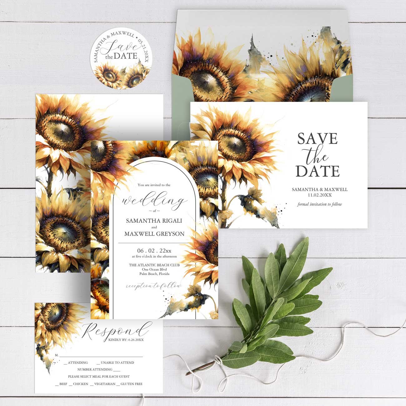 Sunflower wedding invitation theme. click to see more on Zazzle.