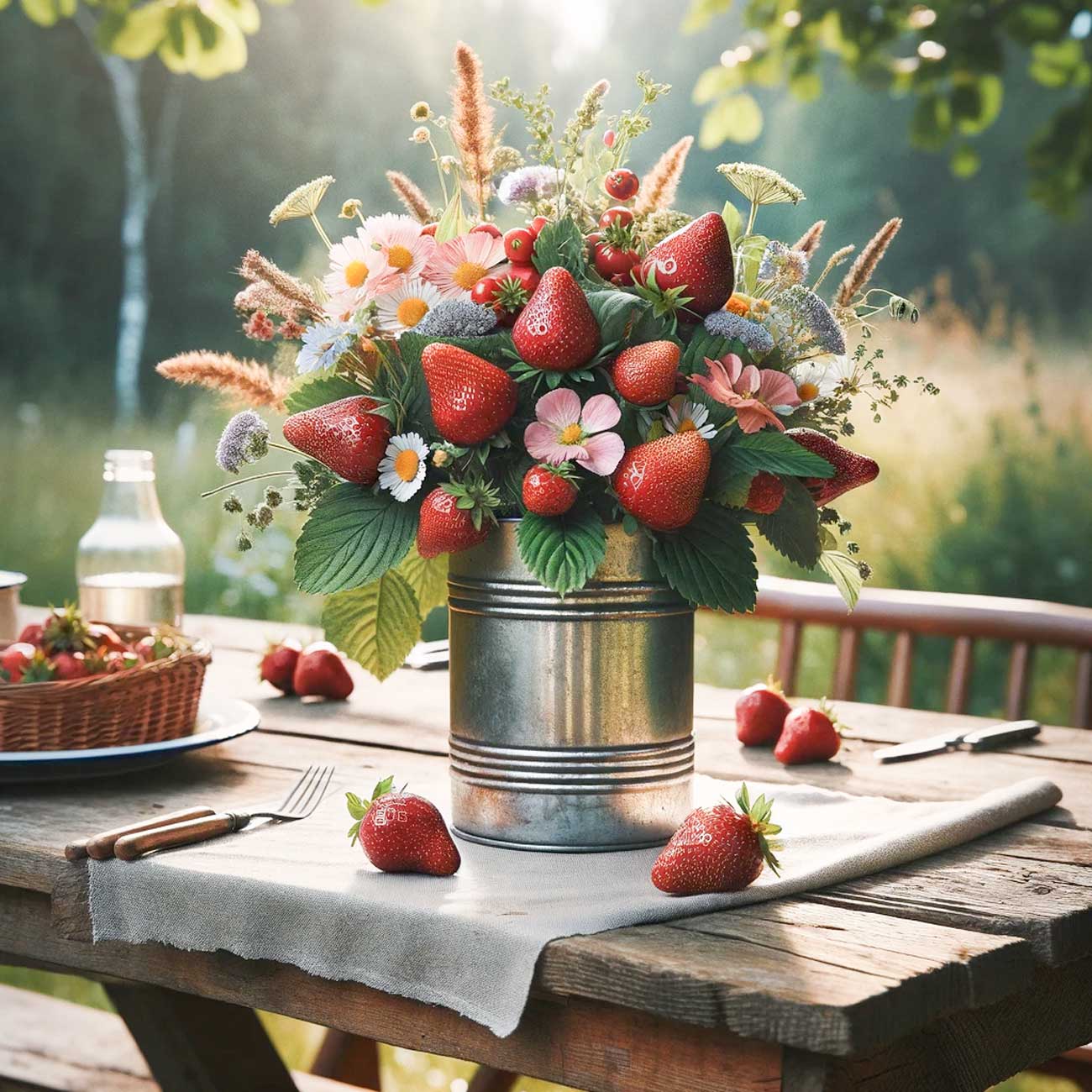 Strawberry centerpiece for a baby shower. 