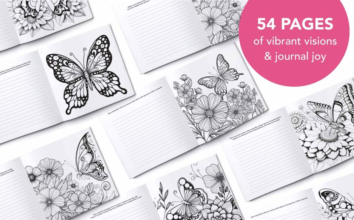 Coloring books for adults relaxation flowers and butterflies sample pages. 