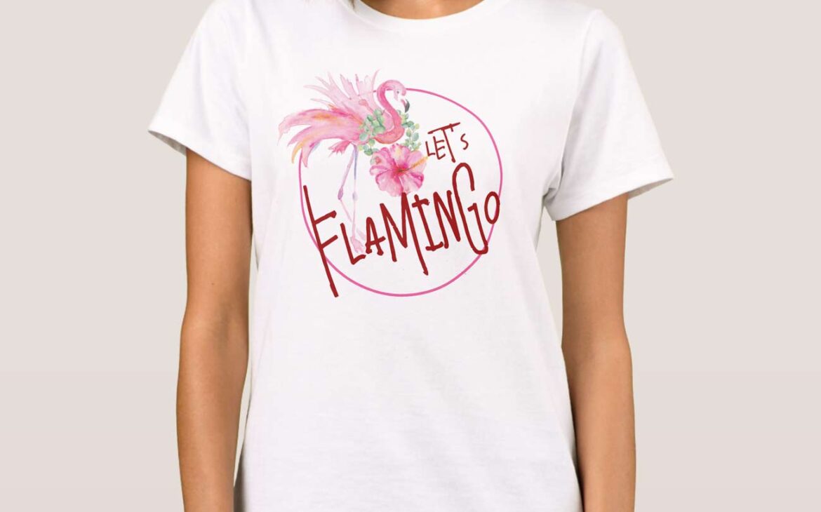 Pink flamingo t-shirt. Tap the button below to shop.