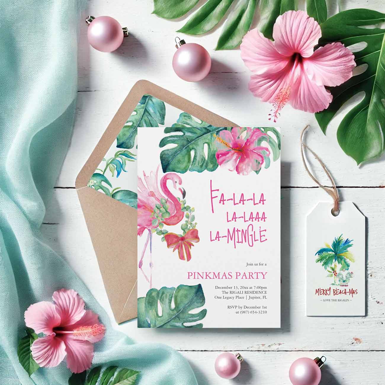 Tropical Christmas party themes. Tap the button below to shop