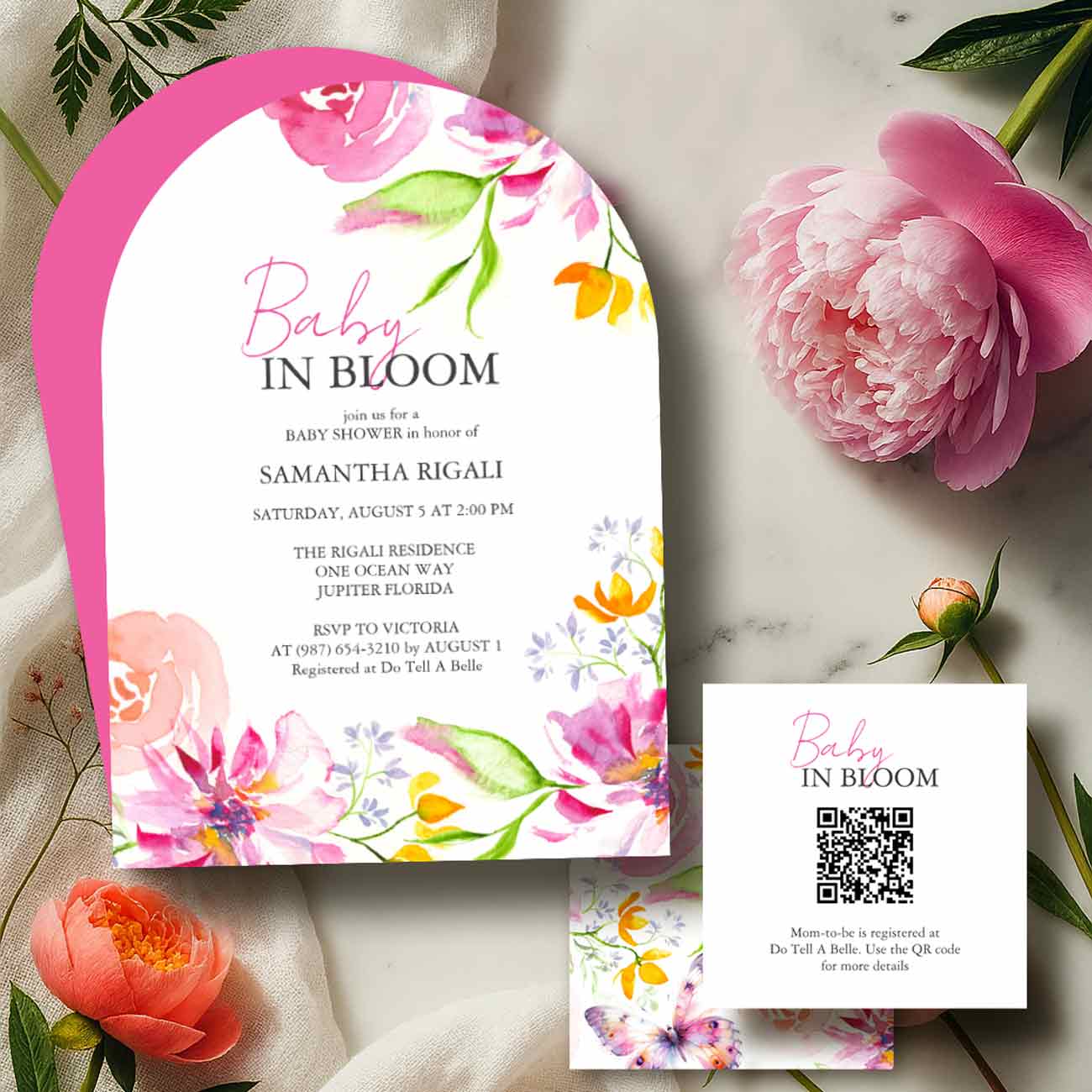 baby in bloom baby shower themes features invitations and insert card. Shop the full line at Do Tell A Belle in the Zazzle marketplace.