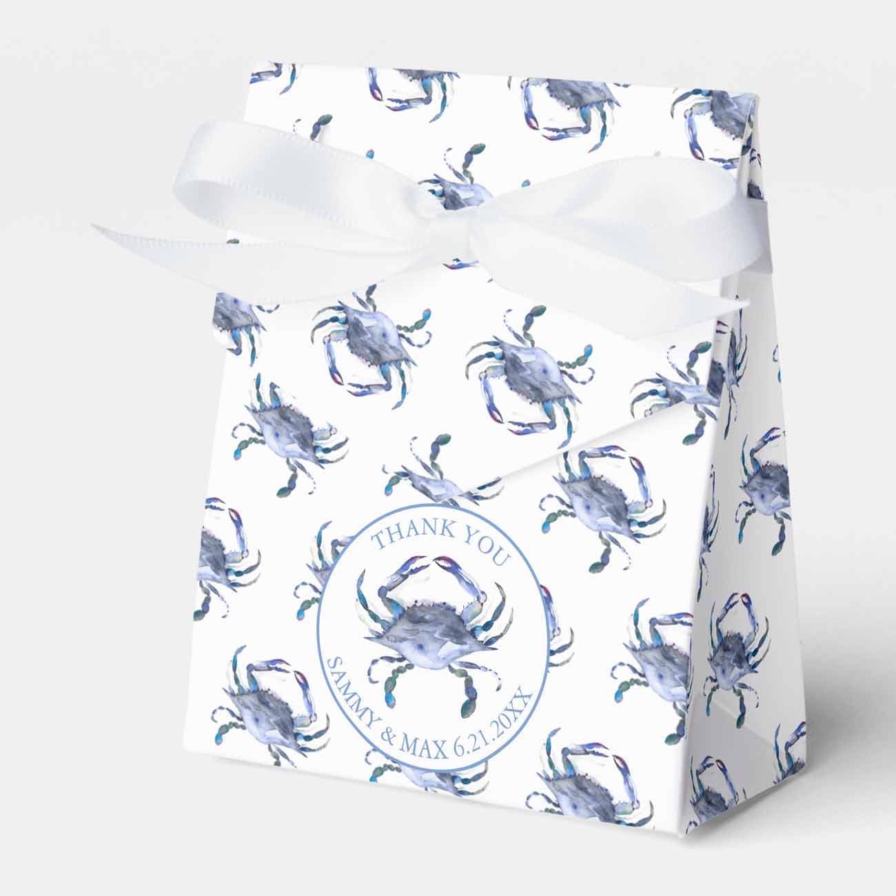 beach bridal shower take home gifts crab themed favor boxes. 
