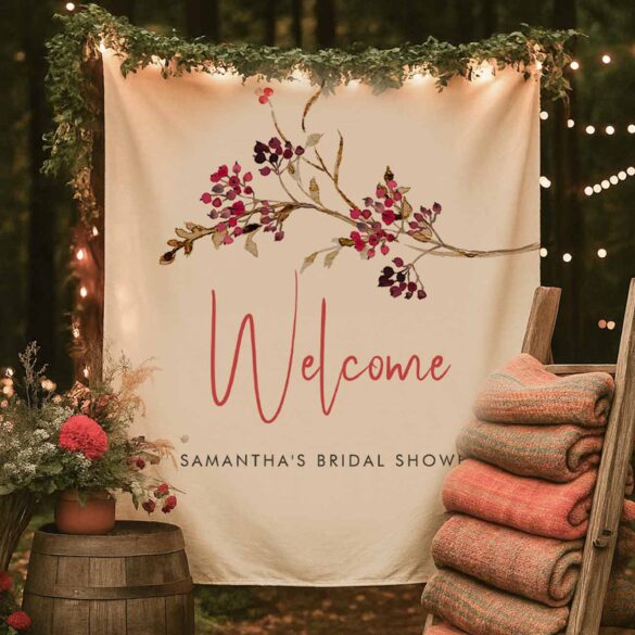 fall bridal shower theme features a welcome sign with fall decorations