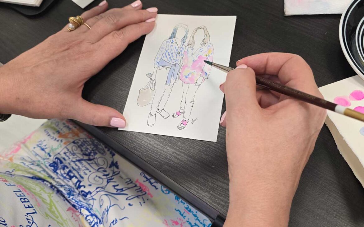 live wedding painter Victoria Grigaliunas of Do Tell A Belle a woman owned small business in Palm Beach Florida