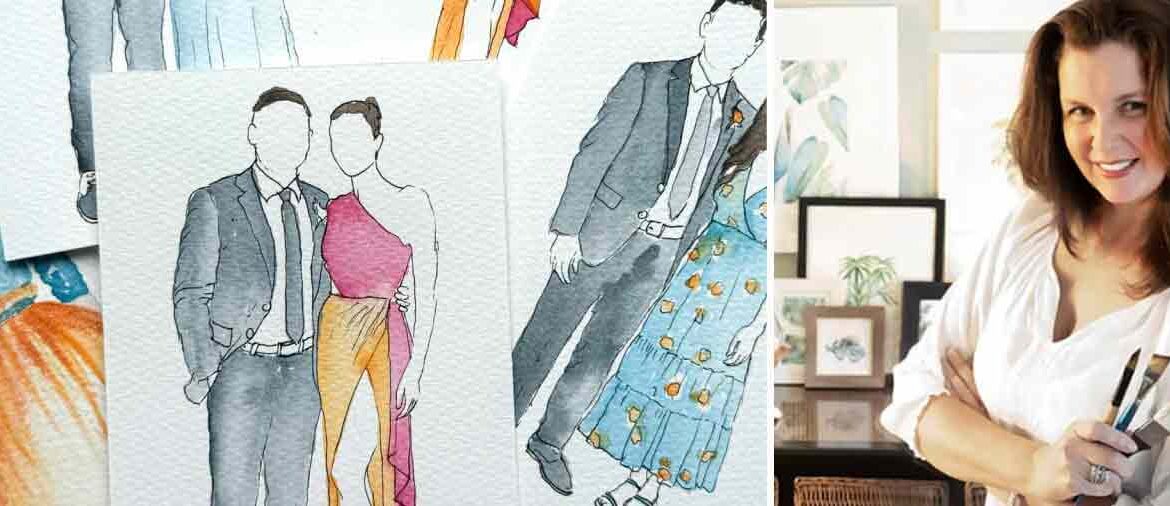 live wedding painter Victoria Grigaliunas Florida watercolor artist in Palm Beach Gardens Florida