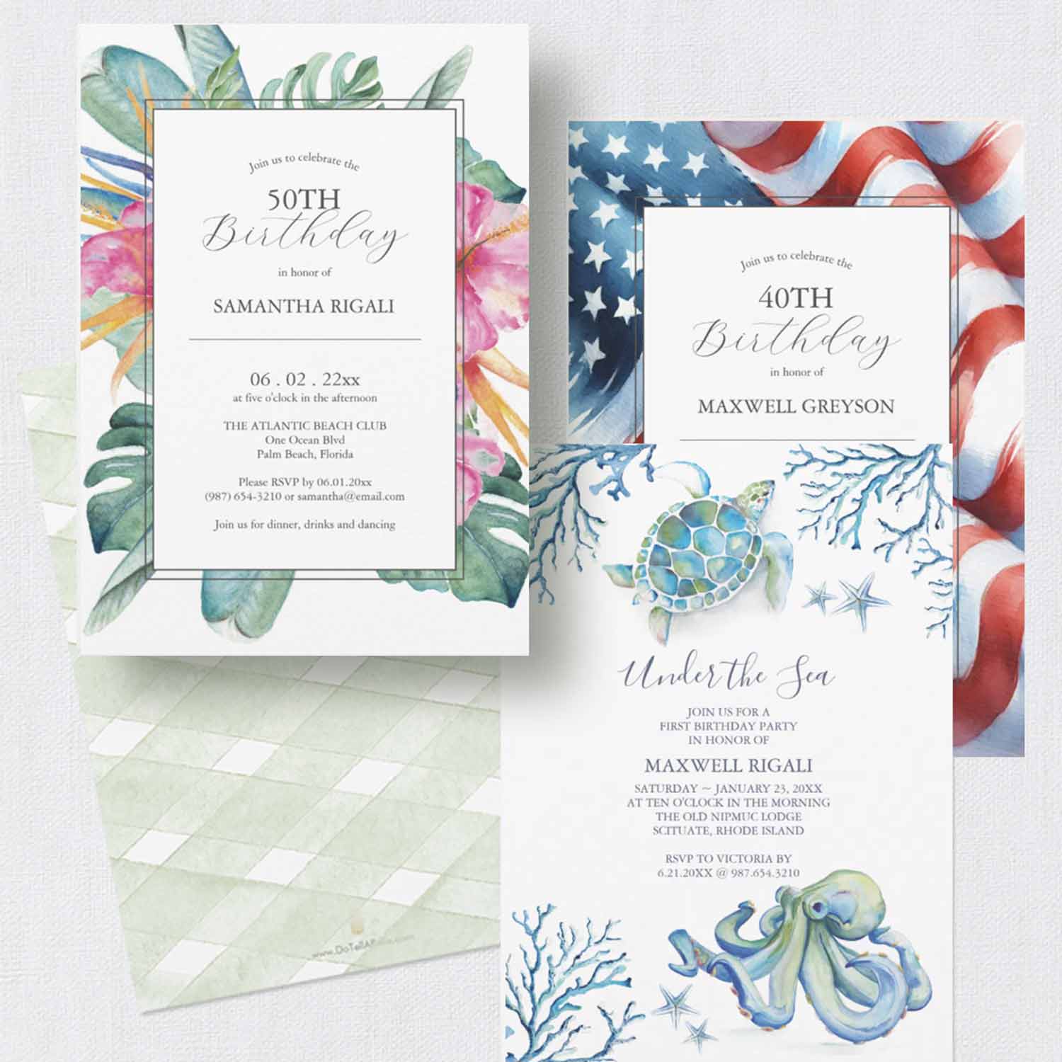 customizable birthday invitation templates online by Victoria Grigaliunas of Do Tell A Belle in the Zazzle marketplace.