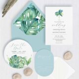 Hand-Painted Elegance: Unique Palm Tree Wedding Invitations for Your Dream Destination Wedding