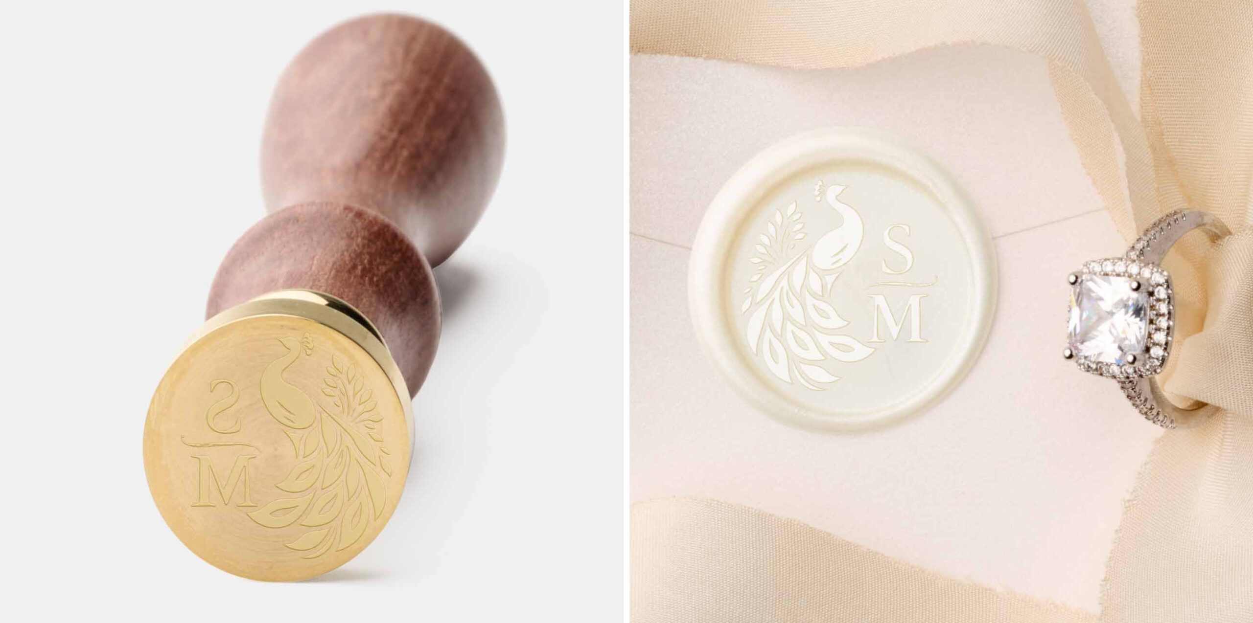 Custom wax seal kit for wedding invitations and custom wedding stationery suites personalized with initials and elegant details