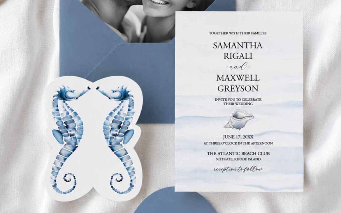 5 Watercolor Beach Wedding Invitations Inspired by the Coast